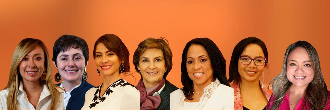 De izquierda a derecha: Katherine Miranda, Carolina Giraldo, Catherine Juvinao, Julia Miranda, Marelen Castillo, Jennifer Pedraza y Lina María Garrido. / FOTOS: CÁMARA DE REPRESENTANTES