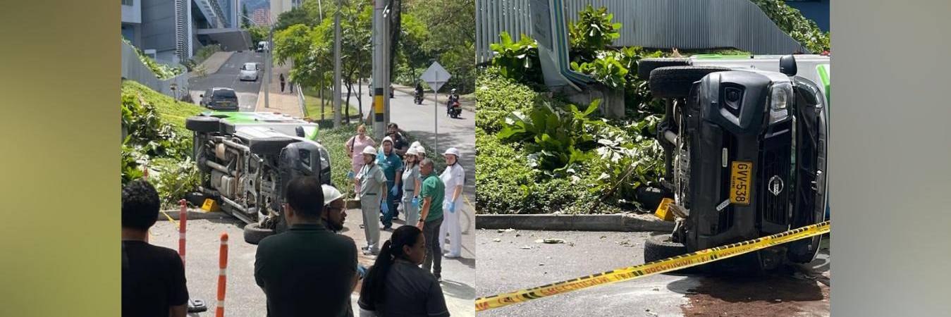 Accidente de ambulancia en el Pablo Tobón Uribe FOTOS: CORTESÍA 