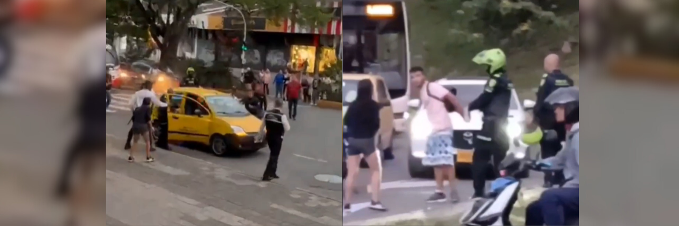 El sujeto alcanzó a recorrer varias cuadras en el taxi robado. /FOTOS: CAPTURA DE VIDEO DENUNCIAS ANTIOQUIA