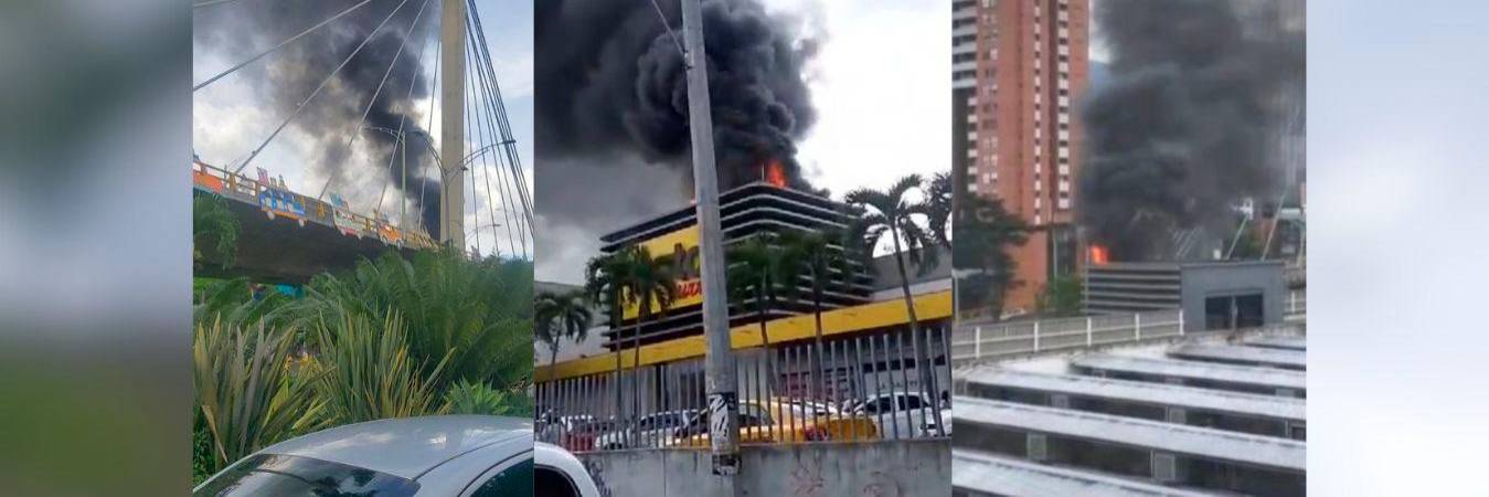 Imágenes delincendio en el Viva Envigado. /FOTOS: CAPTURA DE PANTALLA VIDEOS DENUNCIAS ANTIOQUIA. 