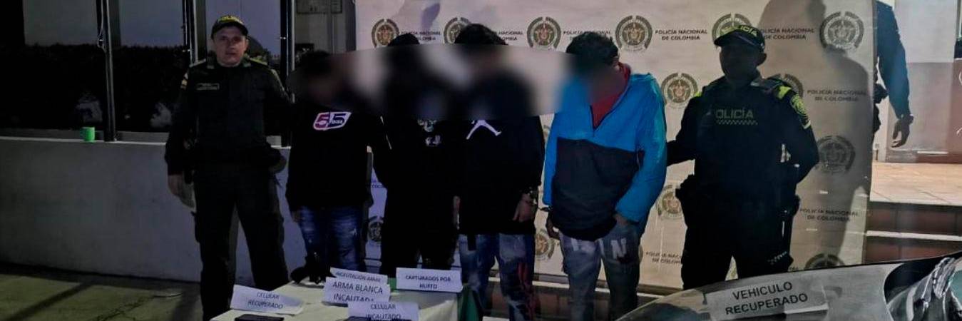 Estos son los 4 capturados en Girardota. /FOTO: CORTESÍA POLICÍA 
