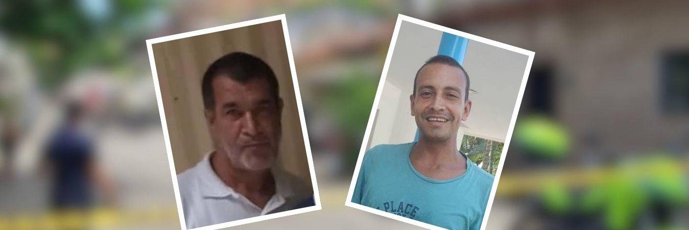 (Izq.) Luis Albeiro Serna (Der.) Joseph Álvarez Bustamante muertos este domingo en Puerto Berrío. FOTOS: CORTESÍA NOTIVISIÓN