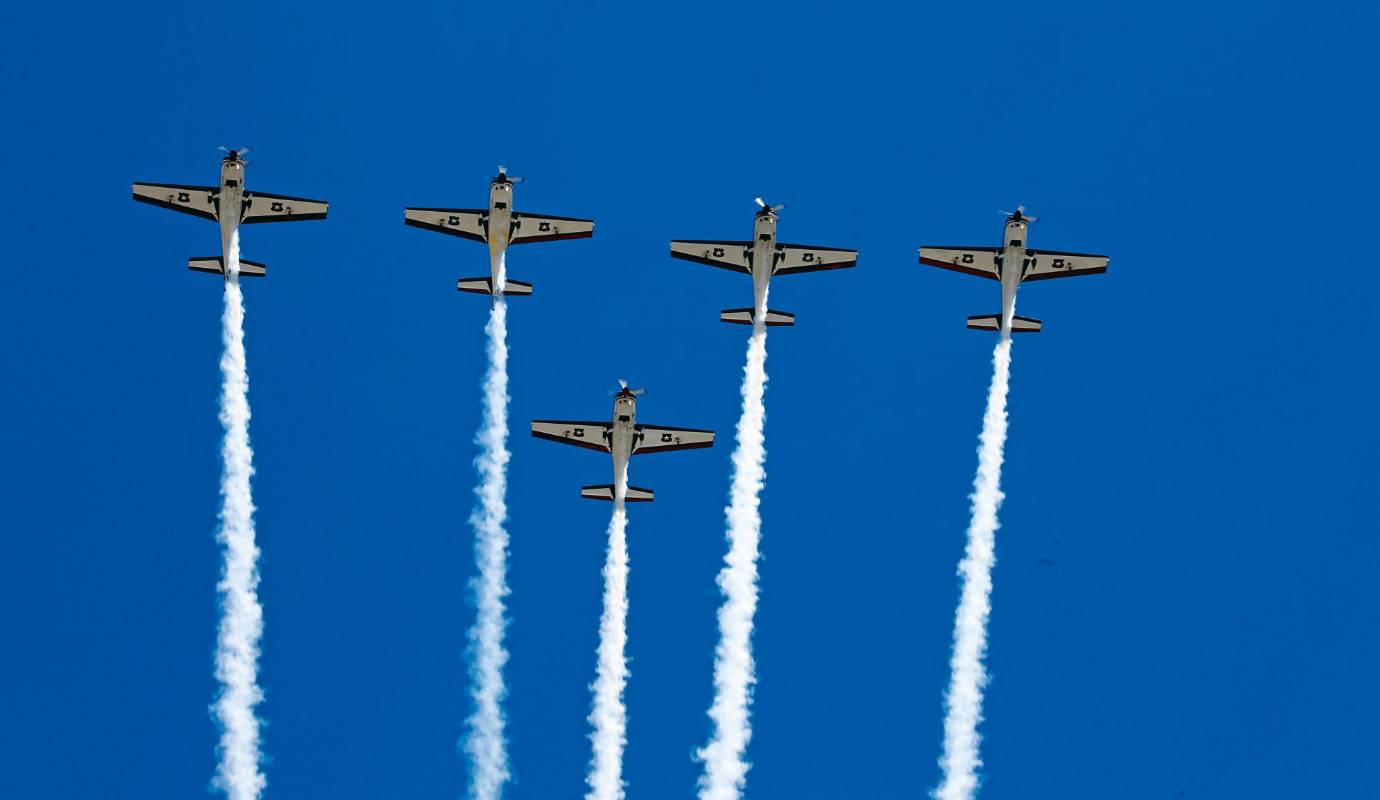 39. Estos aviones descrestaron a más de uno: esta bella imagen corresponde a la Feria Aeronaútica que se realiza cada 2 años en Rionegro. / FOTO: HENRY AGUDELO.
