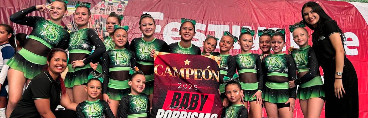 La escuela de porrismo Club Deportivo Little Star quedó campeona en el Festival de Festivales 2025. /FOTO: CORTESÍA 