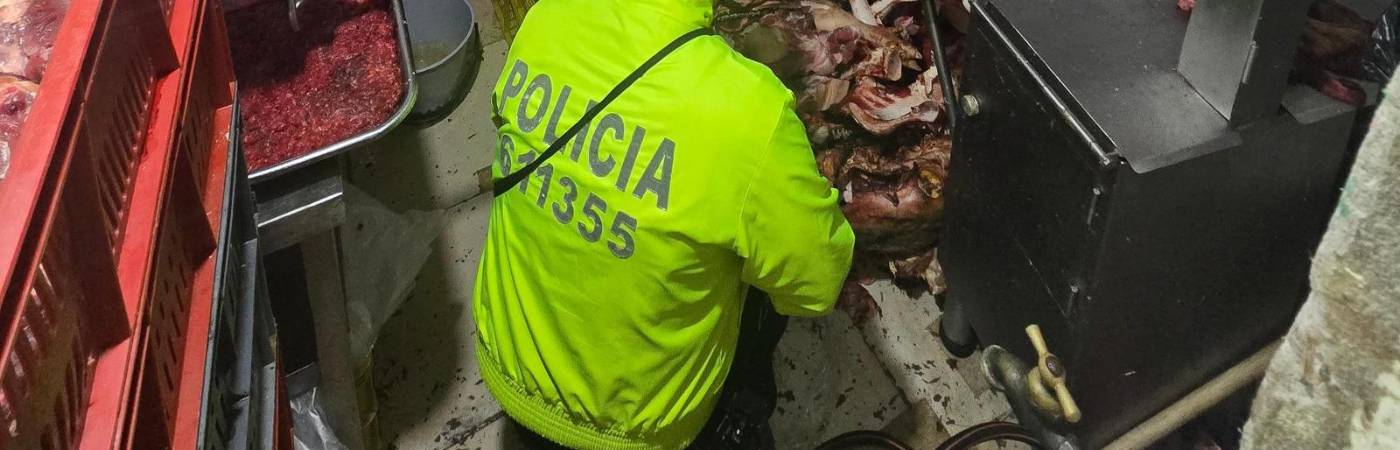 Así se encontraba el lugar de desposte clandestino. FOTO: CORTESÍA SECRETARÍA DE SEGURIDAD DE MEDELLÍN 