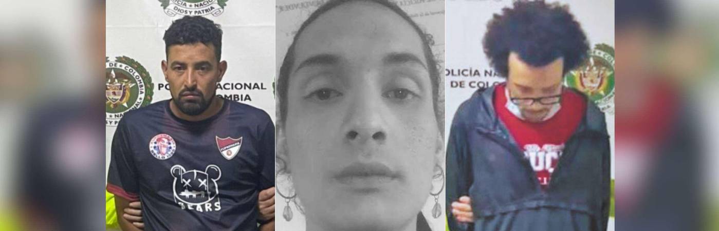 Alias Teta (izq.) y alias Chuky (der.) habrían cometido el homicidio, junto con otras 3 personas. En el centro, Sara Millerey González Borja. /FOTOS: CORTESÍA