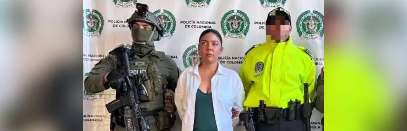 Ingrid Paola Ávila, alias la Patrona, tras ser capturada por la Policía. FOTO: POLICÍA NACIONAL
