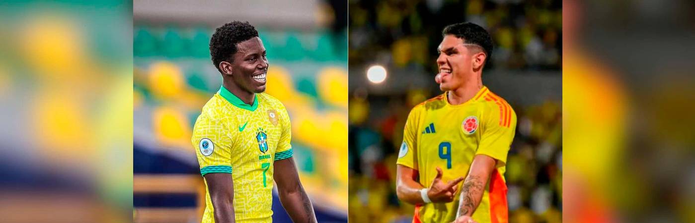 Izquierda: Ruan Pablo, con 3 goles se ubica como el goleador de Brasil en el actual Sudamericano. Derecha: Santiago Londoño ha realizado el 50 % de los goles de Colombia. /FOTOS: INSTAGRAM @ruanpabloc.5 y FCF