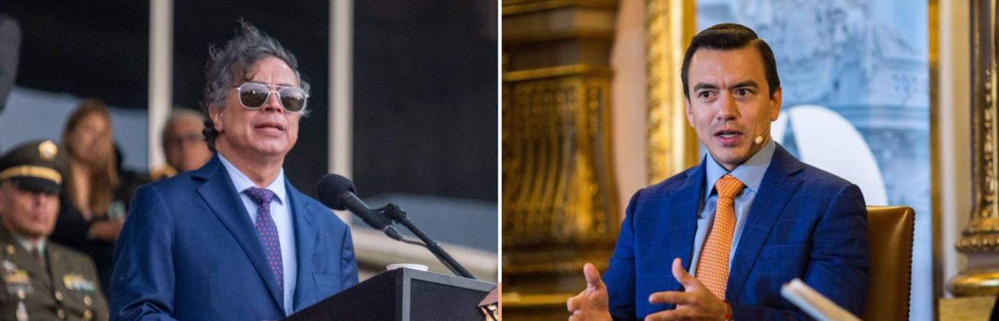 Los presidentes de Colombia, Gustavo Petro, y de Ecuador, Daniel Noboa.: FOTOS: PRESIDENCIA DE LA REPÚBLICA Y GETTY IMAGES