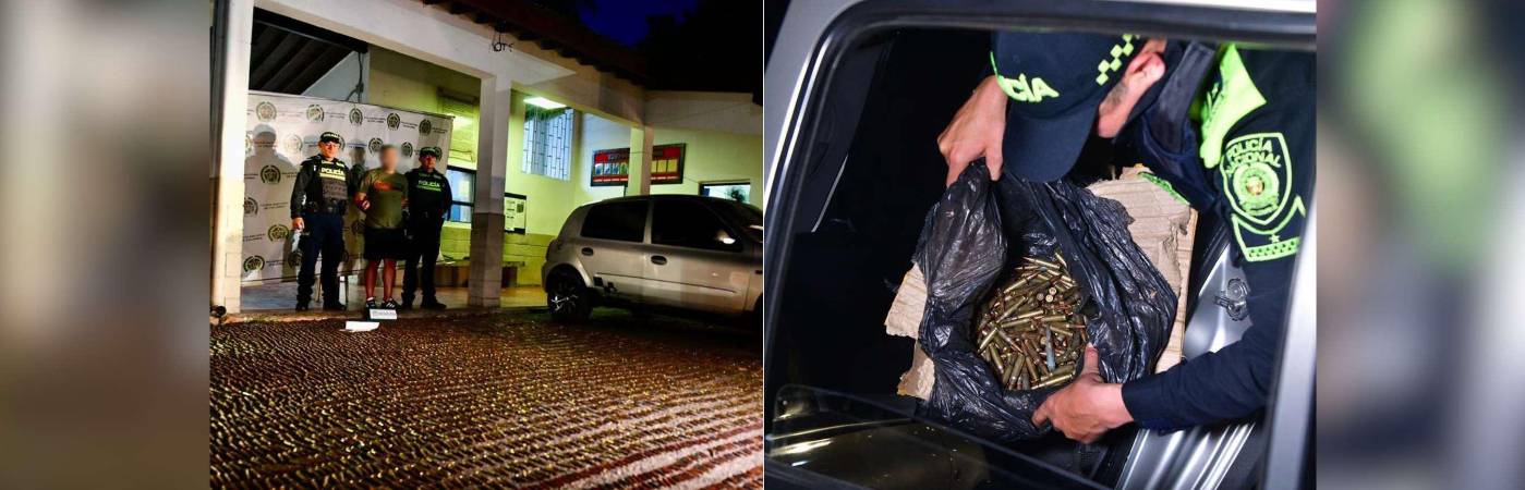 El capturado y la munición incautada. /FOTOS: POLICÍA NACIONAL