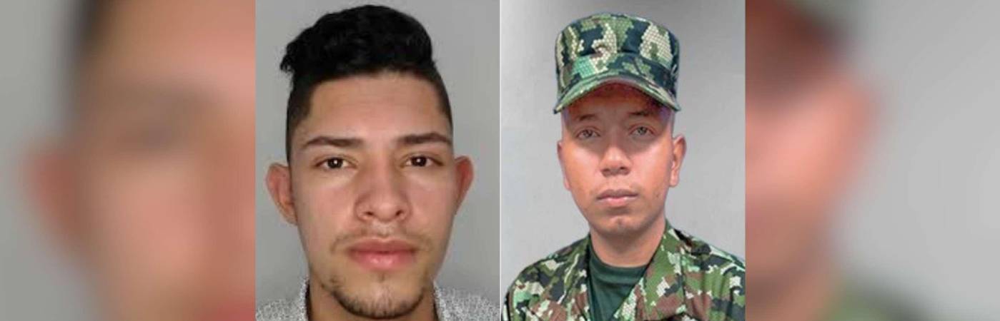 Izquierda: alias Primo Gay, señalado cabecilla del frente 36 de las disidencias de las Farc. Derecha: el soldado profesional Esneider Alejandro Pineda Olarte (Q.E.P.D.). /FOTOS: CORTESÍA