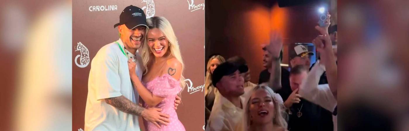 Karol G a su llegada a la inaufuración y durante la rumba. /FOTOS: INSTAGRAM Y CAPTURA DE VIDEO