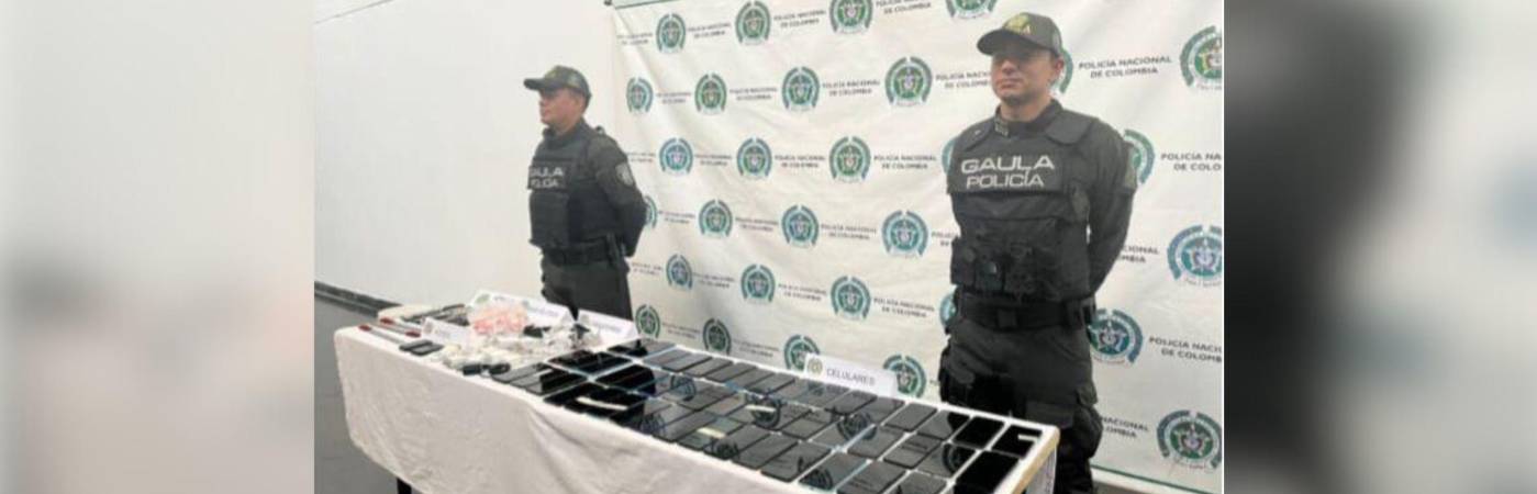 El call center estaba ubicado en el patio 2 del centro carcelario. FOTO: CORTESÍA POLICÍA METROPOLITANA