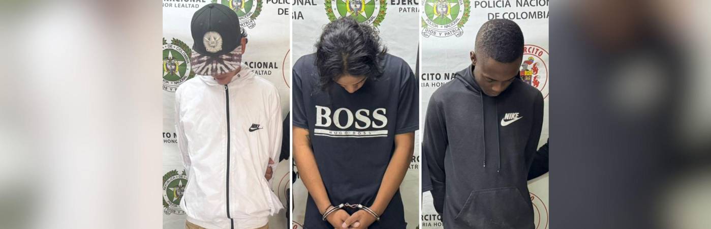 Alias Charlie, Sombra y Chokly serían los presuntos responsables de asesinar a balazos a Émerson Peña Julio, conocido con el alias de Colombia. FOTOS: CORTESÍA