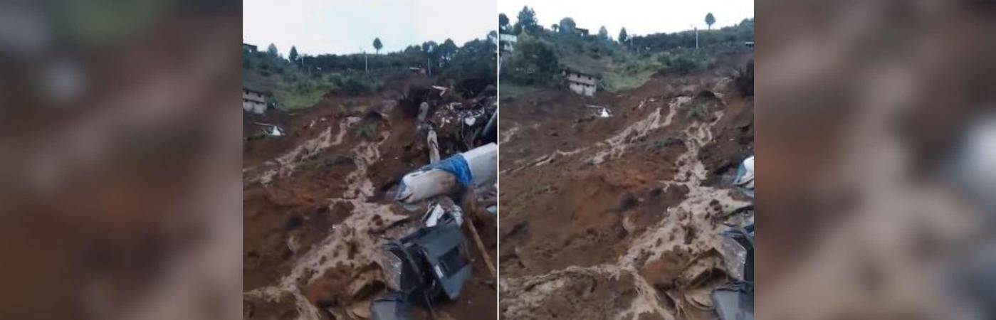 Deslizamiento en el barrio El Pinar, en Bello. /FOTOS: CAPTURA DE VIDEO