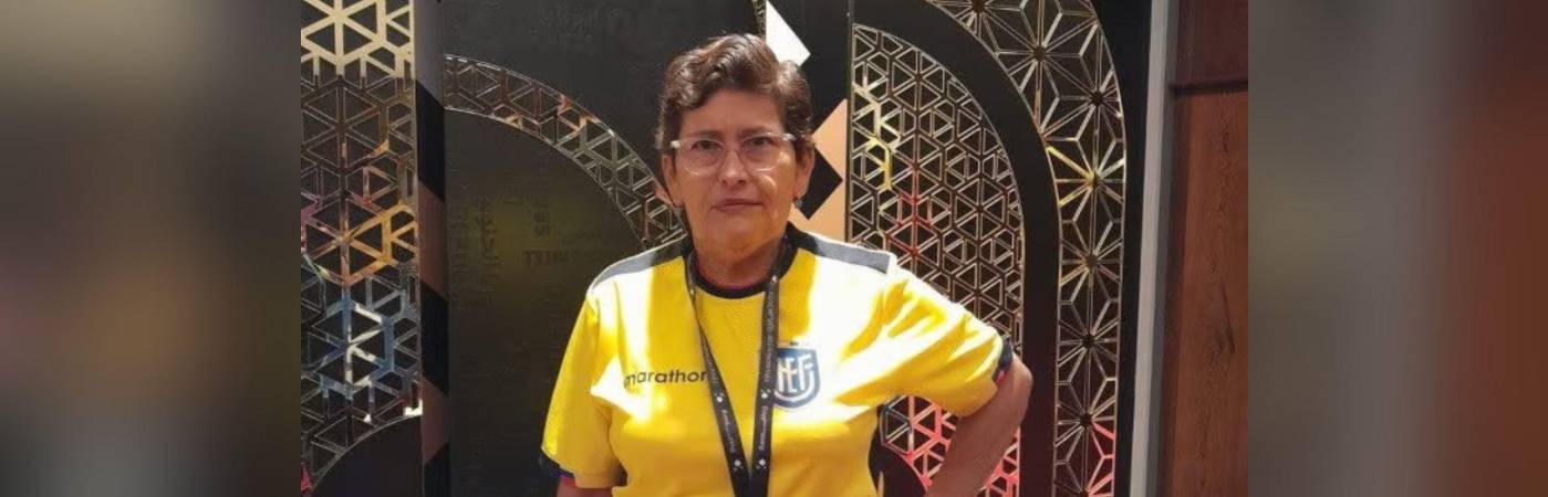 María del Jesús Pinargote durante el Mundial 2022. FOTO: INSTAGRAM @ecuador.tv