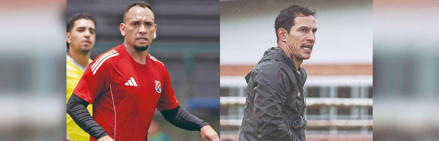 Jarlan Barrera (izq.) llegó para aportar en el medio campo del Rojo. Diego Arias (der.) tendrá su cuarto partido al frente del equipo profesional. /FOTOS: CORTESÍA DIM Y NACIONAL