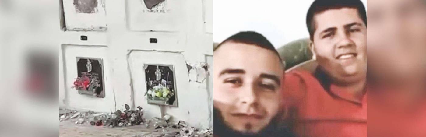 Izquierda: daños causados en algunas tumbas. Derecha: los amigos fallecidos durante un accidente. /FOTOS: CORTESÍA