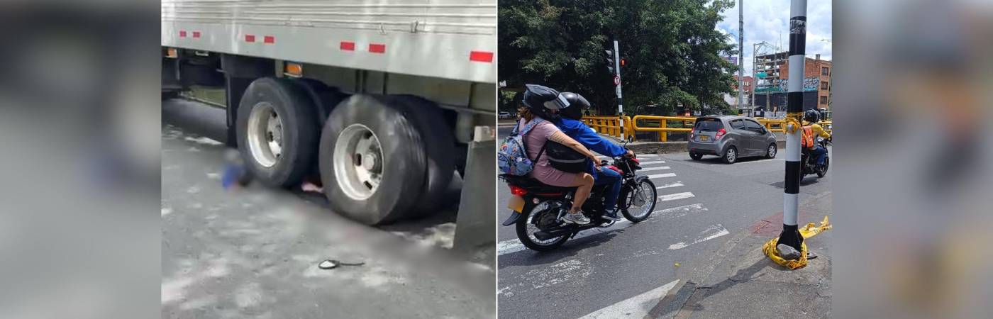 Izquierda: el accidente ocurrido en la autopista Sur. Derecha: accidente en la avenidad 33. FOTOS: CAPTURA DE VIDEO Y CRISTIAN VÁSQUEZ