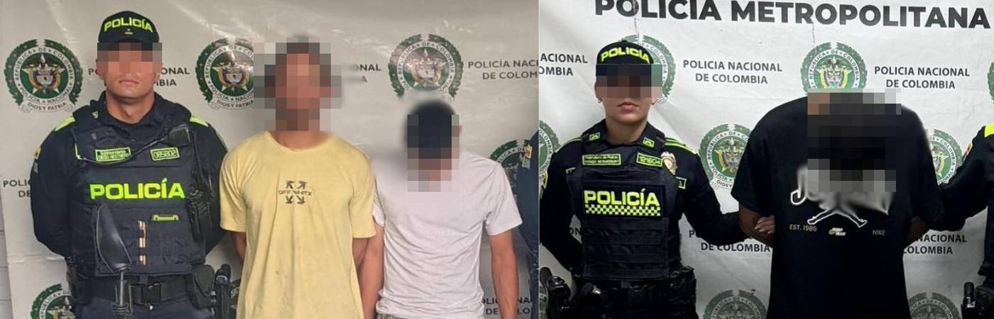 Los tres sujetos fueron capturados en flagrancia y quedaron a disposición de la Fiscalía. FOTOS: POLICÍA NACIONAL
