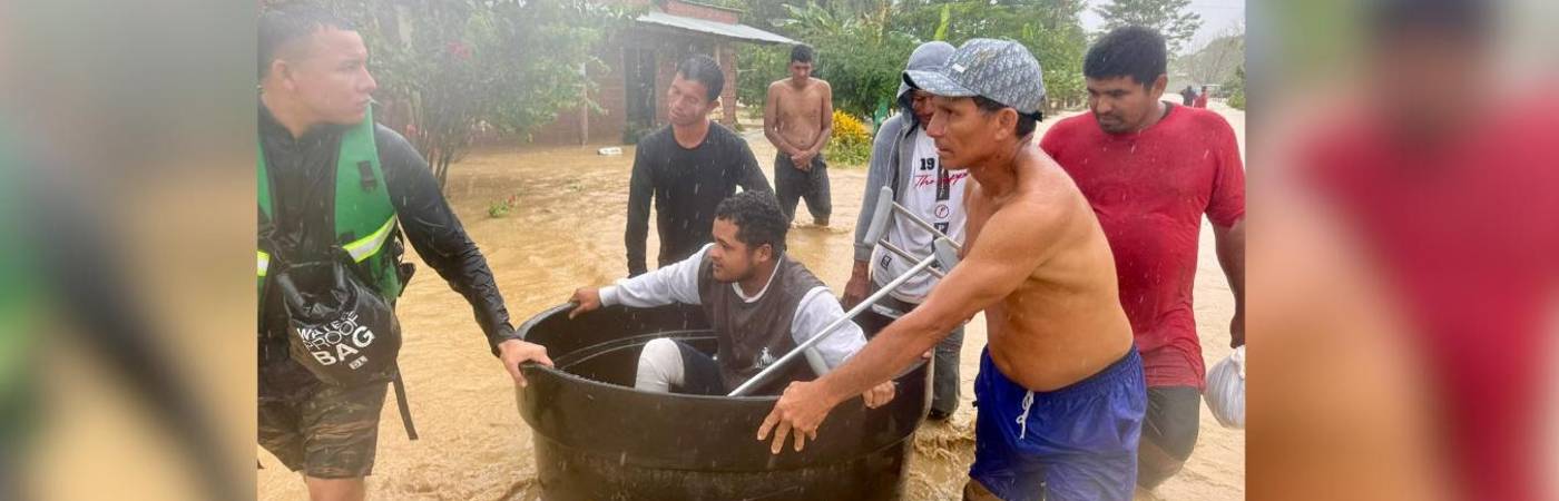 El desbordamiento del río Mulatos, en Necoclí, dejó cientos de viviendas bajo el agua. FOTO: CORTESÍA ALCALDÍA DE NECOCLÍ