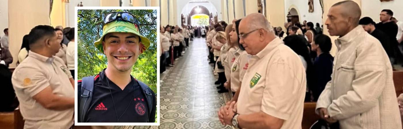 En medio de una iglesia abarrotada y una calle de honor con otros líderes comunales fue despedido Juan Esteban Urán Cano, presidente de la Junta de Acción Comunal del barrio Artex de Itagüí. FOTO: CORTESÍA