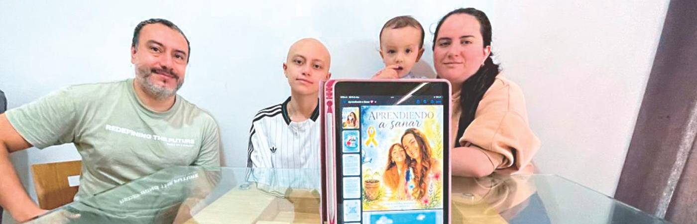 La familia Agudelo Pacheco permanece unida en torno a la salud de la menor. De izquierda a derecha César, Luciana, Valentino y Cristal. FOTO: JAIDER ESCOBAR