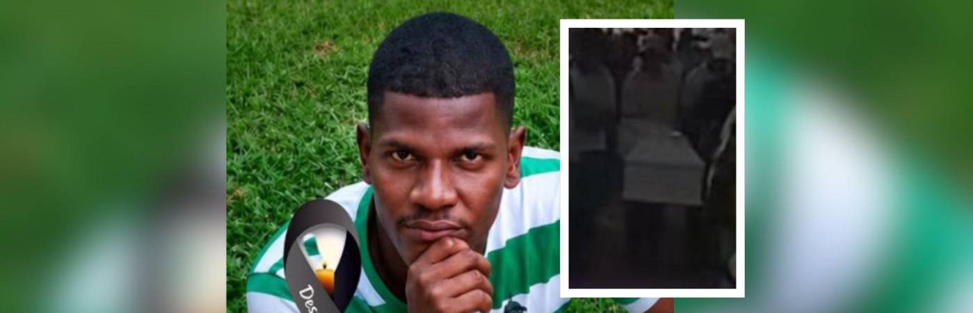 El ataúd blanco con el cuerpo de Gleiber Luis Palencia Torres fue cargado por sus allegados. FOTOS: REDES SOCIALES Y CAPTURA DE VIDEO SAMI TV