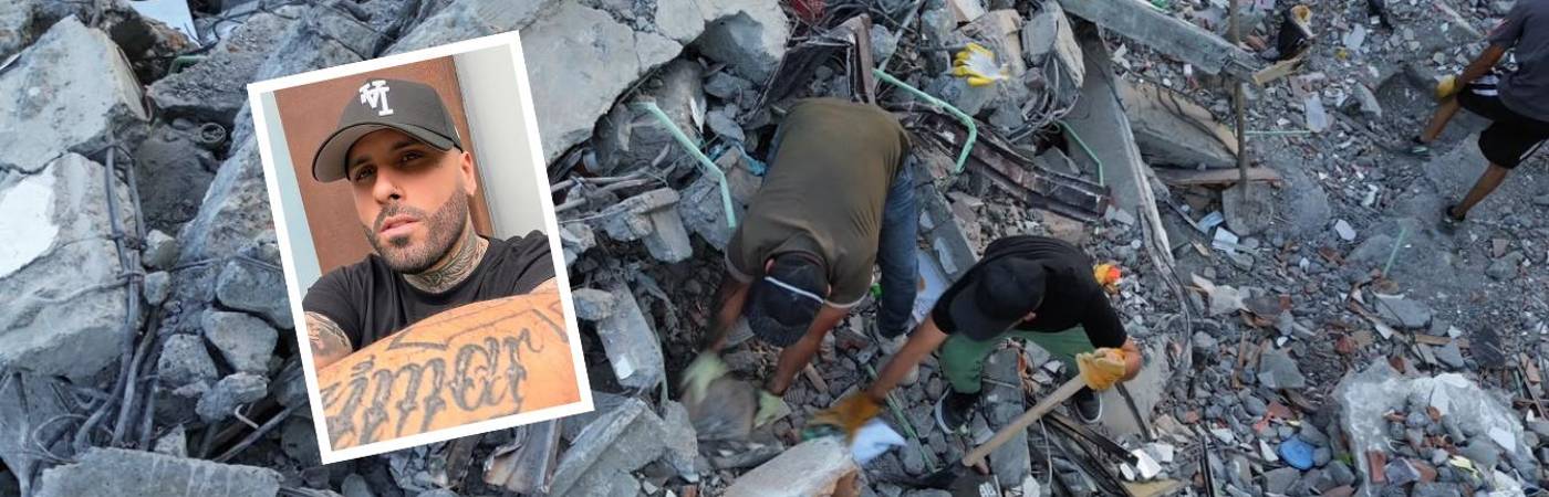 El artista Nicky Jam (detalle) donó dinero para reconstruir las viviendas afectadas por el terremoto en Colombia (fondo). FOTO: @NICKYJAM Y MANUEL SALDARRIAGA