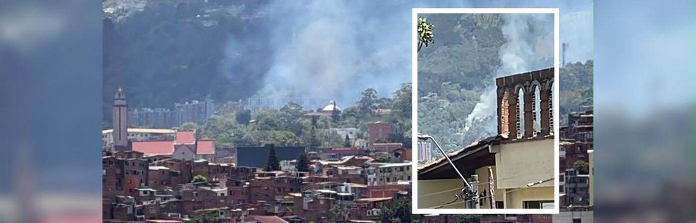 Hacia el mediodía un incendio llenó de humo la zona nororiental de la ciudad. FOTO: DAGRD Y NOTICIAS DEL NORTE