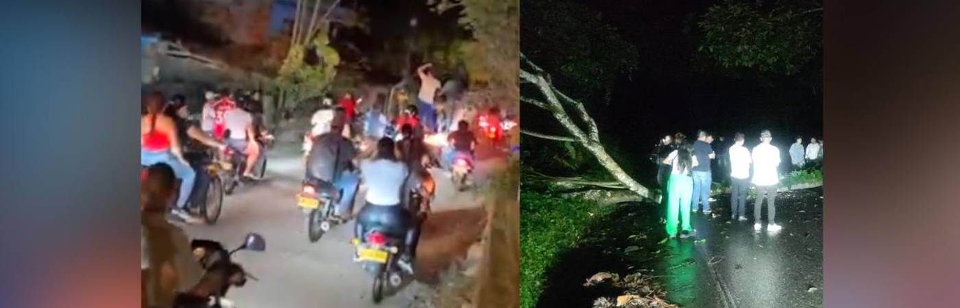 Cientos de personas salieron a pie y en moto a detener la acción de las autoridades. /FOTO: TOMADA DE VIDEO Y CORTESÍA GUARDIANES ANTIOQUIA 