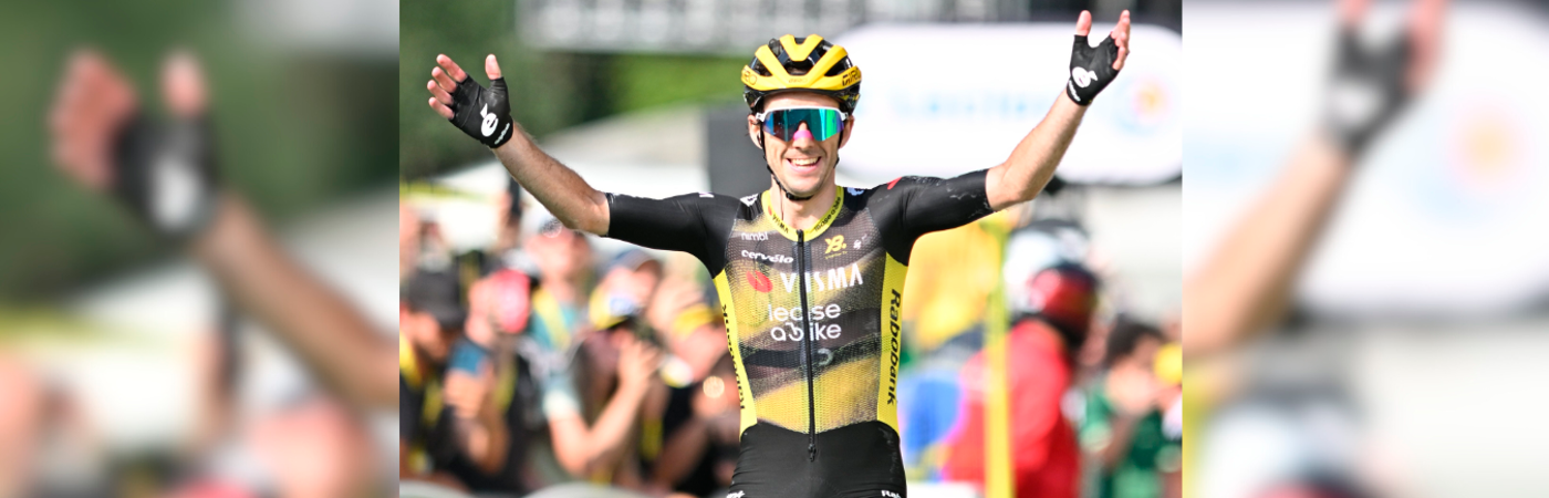 Simon Yastes celebrando su victoria. /FOTO: X @letour_es