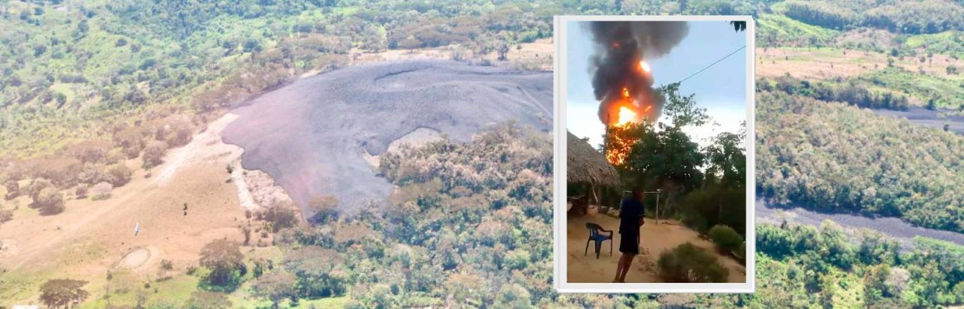 Así quedó la zona tras la explosión. /FOTO: GOBERNACIÓN DE ANTIOQUIA Y CAPTURA DE VIDEO