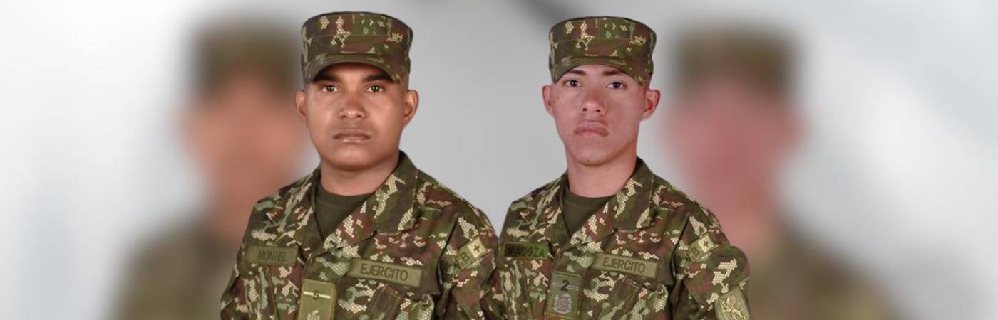 Soldados profesionales Janier David Montiel González (Izq.) y Cristian José Mendoza Ozuna (Der.) Qepd. FOTO: CORTESÍA EJÉRCITO NACIONAL