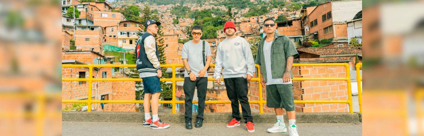 De izquierda a derecha, los miembros de Crew Peligrosos: P Flavor (Sergio Ospina), Rat Race (Cristian Montoya), Hunter MusicMaker (Alexis Giraldo) y el Jke (Henry Arteaga). FOTOS: CORTESÍA