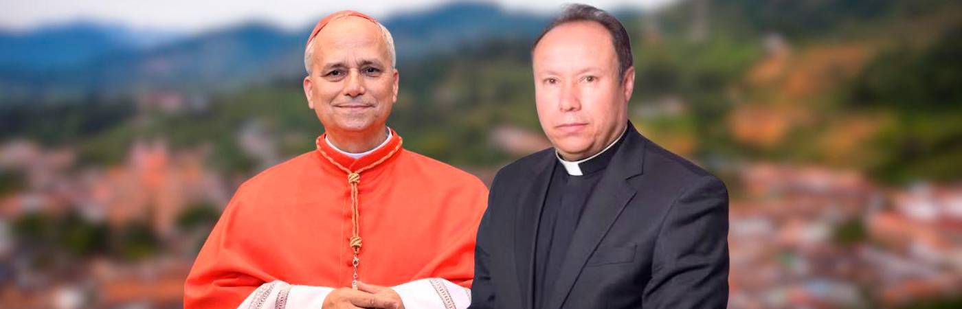 El papa León XIV y el obispo Diego Luis Rendón. FOTOS: GETTY - ARCHIVO - CORTESÍA