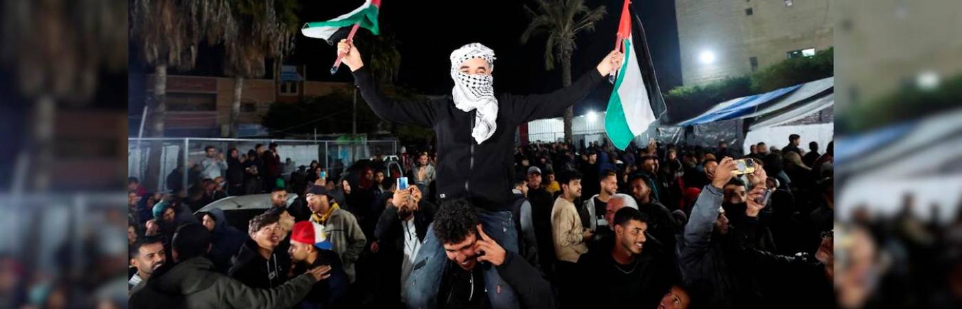 En Gaza hubo celebraciones tras el anuncio. /FOTO: X @RadNalCo