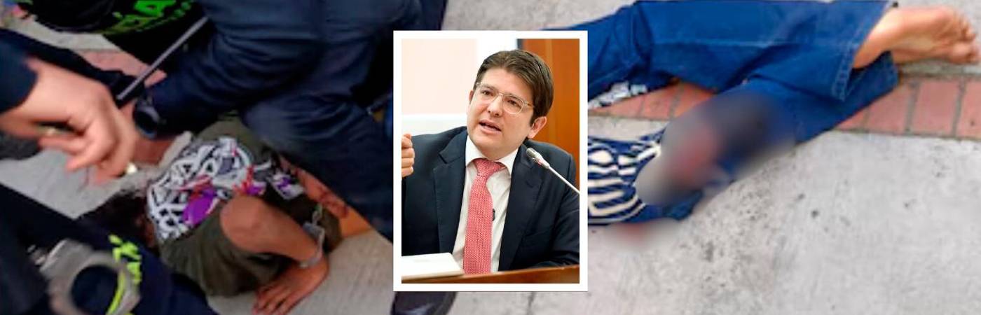 Momento en el que capturaron al menor que realizó el atentado contra Miguel Uribe Turbay. /FOTO: X @FelipQuintero - INSTAGRAM @migueluribet