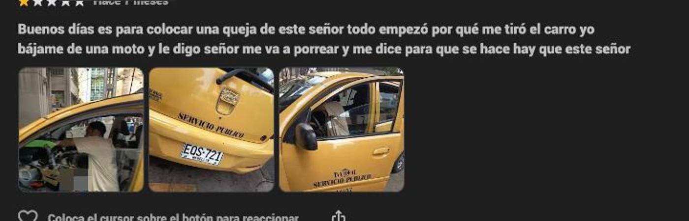 Reseñas en la empresa de taxis supuestamente implicada. FOTO: CORTESÍA