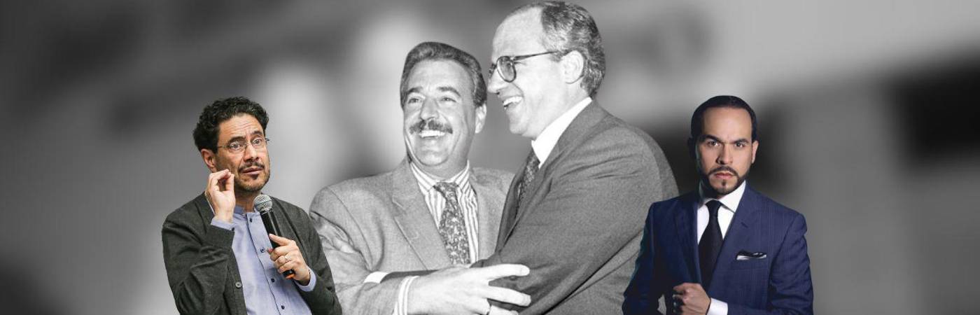 A la izquierda, Iván Cepeda (a color) y Andrés Pastrana (blanco y negro); a la derecha, Samper (blanco y negro) y Abelardo de la Espriella (a color). FOTOS: COLPRENSA E INSTAGRAM ABELARDO DE LA ESPRIELLA