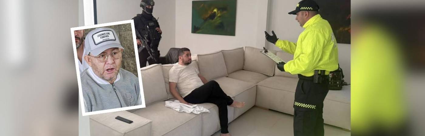 Captura de alias sobrino, señalado cabecilla de La Terraza (fondo) y sobrino de alias Douglas, cabecilla de la Oficina (detalle). FOTO: FISCALÍA Y MANUEL SALDARRIAGA
