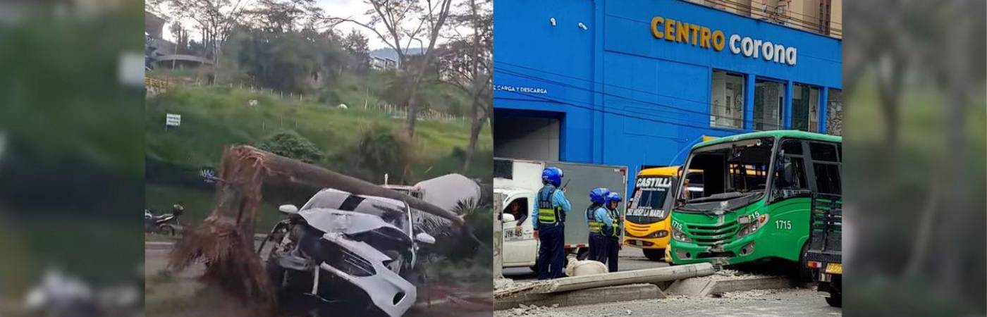 A la izquierda, accidente en la vía Las Palmas; a la derecha, en la calle Barranquilla. FOTOS: FACEBOOK GUARDIANES ANTIOQUIA
