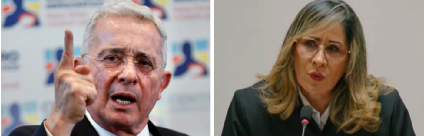 El expresidente Álvaro Uribe y la jueza Sandra Heredia. / FOTOS: REDES SOCIALES
