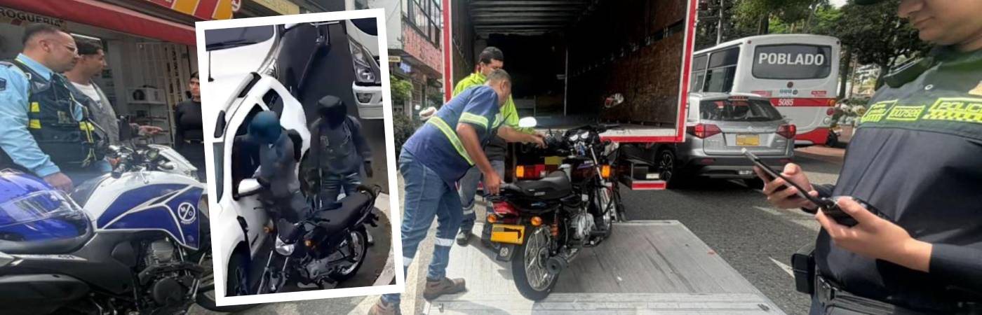 La motocicleta fue inmovilizada por agentes de tránsito. FOTO: ALCALDÍA DE MEDELLÍN