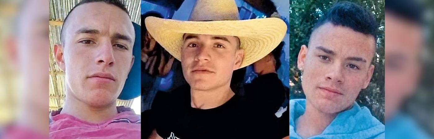 Sebastián Rivera Bedoya, Horleison Steven Vargas Álvarez, Jhon Alexander Correa Restrepo fueron las víctimas del triple homicidio en Abejorral. FOTOS. CORTESÍA