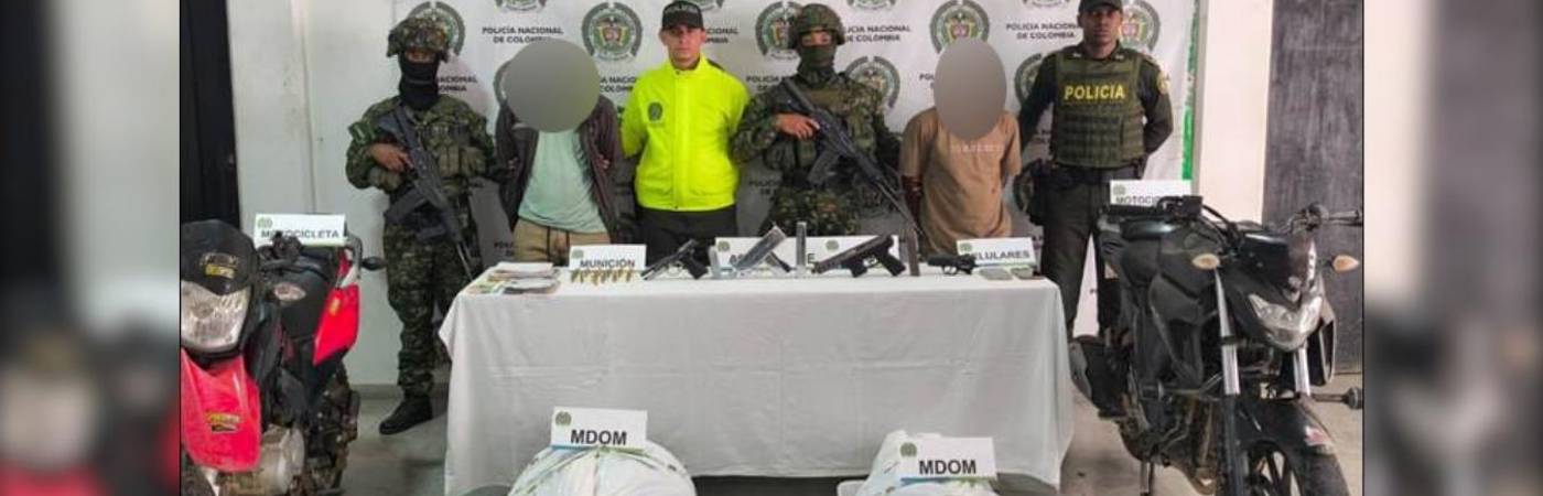 Los capturados y los abatidos durante el operativo de la Fuerza Pública en Salgar. FOTO: POLICÍA NACIONAL