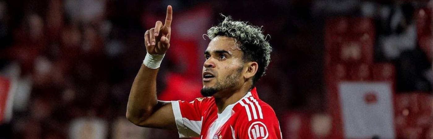 Luis Díaz celebra el gol entre el FC Bayern Múnich y el RB Leipzig. / FOTO: GETTY- ALEXANDER HASSENSTEIN