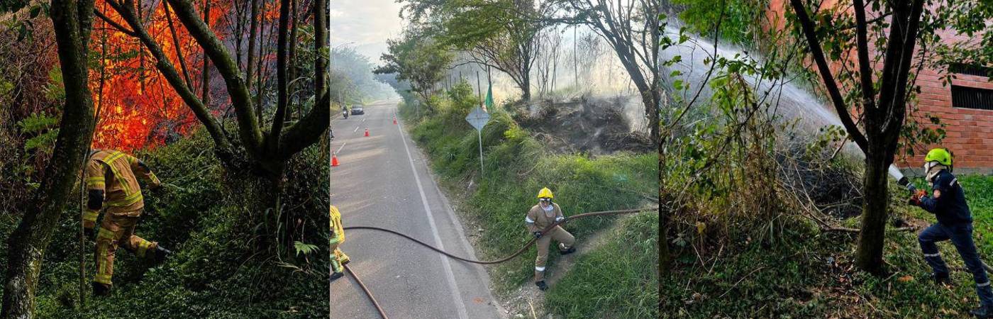 Ninguno de los incendios dejó personas lesionadas. FOTOS: ALCALDÍAS DE ITAGÜÍ Y BELLO