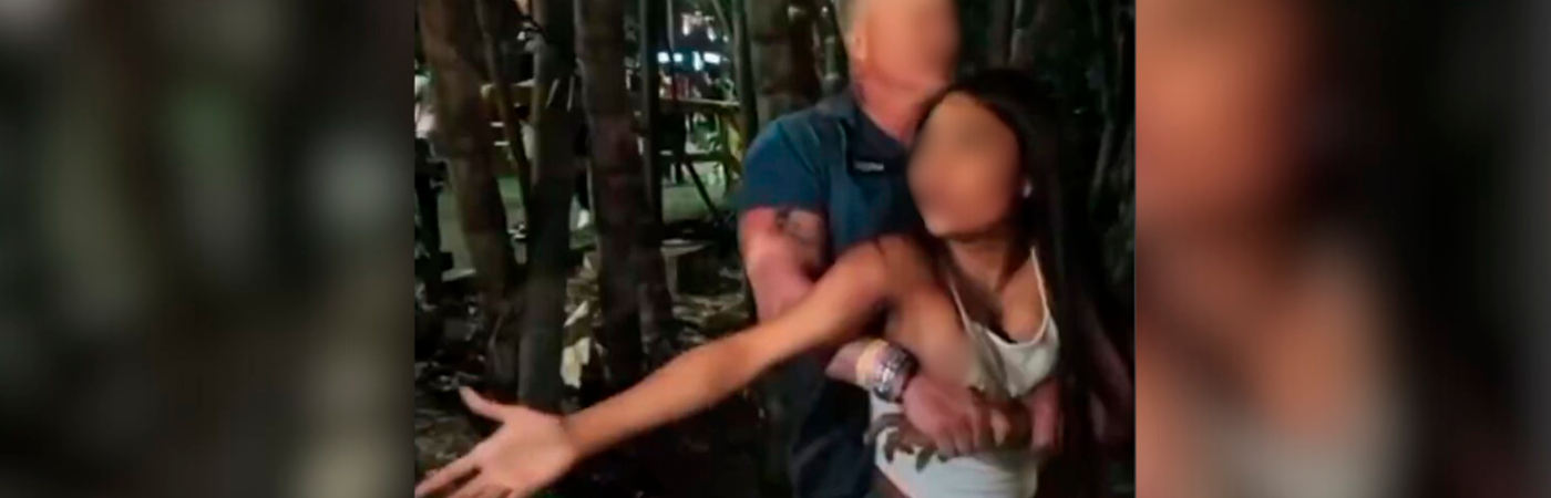 Extranjero retuvo a una mujer en el parque Lleras de Medellín. /FOTOS: CAPTURA DE VIDEO DENUNCIAS ANTIOQUIA