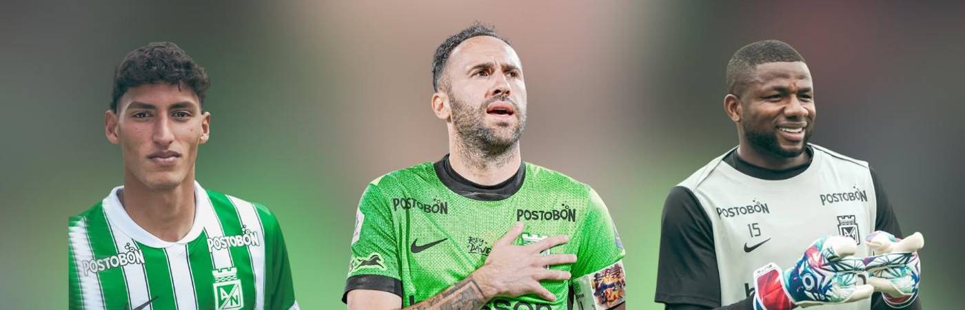 Kevin Cataño (izq.), David Ospina (centro) y Harlen Castillo (der.). FOTO: ATLÉTICO NACIONAL, @D_OSPINA1 Y @HARLEN_CASTILLO